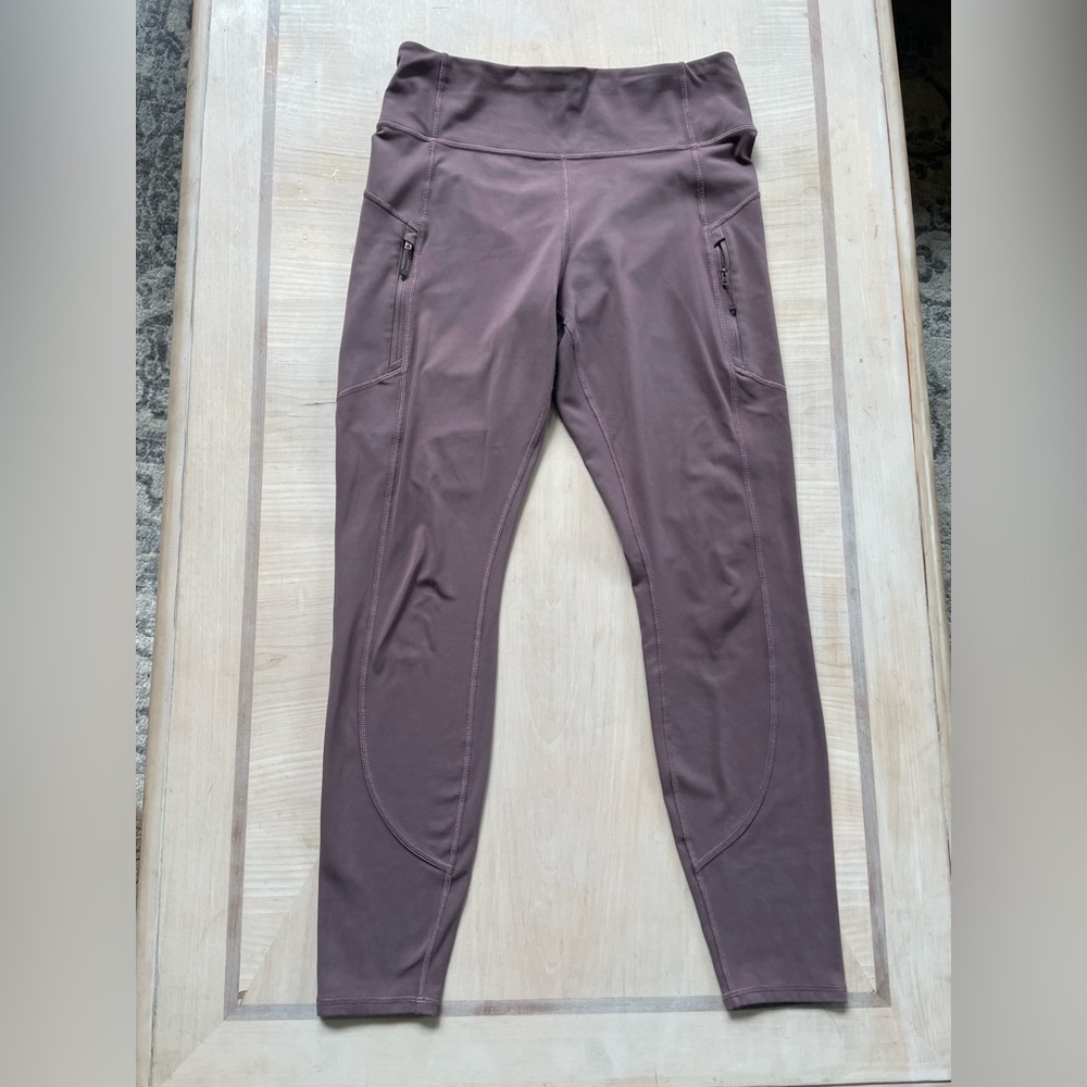 Athleta Women’s Rainer Dusk Violet Tights Leggings High Rise Size Medium Zippers
